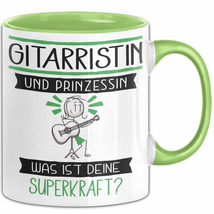 Gitarristin Und Prinzessin Tasse Geschenk Für Eine Gitarristin Geburtstag Was Ist Deine Superkraft Grün Trendation