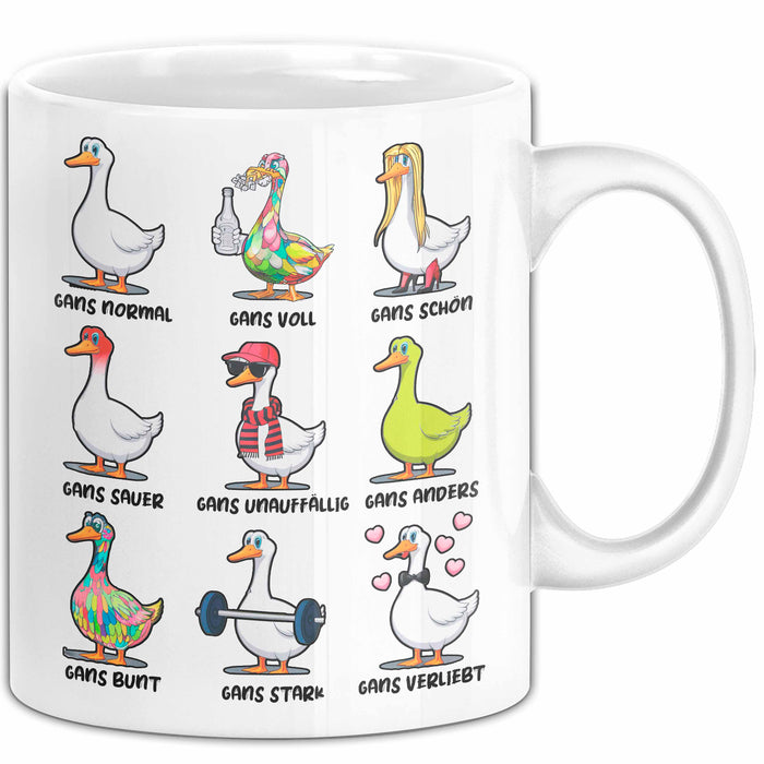 Gans Tier Gänse Bauer Tasse Becher Geschenk Lustige Geschenkidee Spruch Gänsearten Weiß Trendation