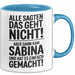 Sabina Tasse Geschenk Alle Sagten Das Geht Nicht Aber Dann Kam Sabina Und Hat Es Einfach Gemacht Geschenkidee Becher mit Name Blau Trendation