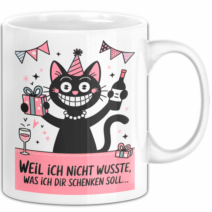 Sarkastische Katze Tasse Geschenk Lustige Geschenkidee Spruch Weil Ich Nicht Wusste, Was Ich Dir Schenken Soll Weiß Trendation