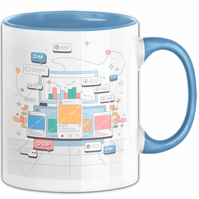 Social Media Manager Tasse Geschenk Lustige Geschenkidee Spruch Für Wachstum Treiber Blau Trendation