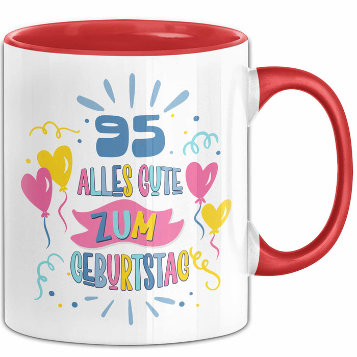 95. Geburtstag Tasse Geschenk Männer Frauen Lustig Alles Gute Zum Geburtstag 95er Geburtstags Grüße Geschenkidee Rot Trendation