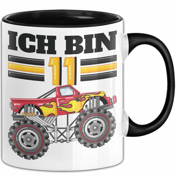 11. Geburtstag Geschenk Tasse Becher Jungs Trucks Geburtstagsgeschenk Ich Bin 11 Schwarz Trendation