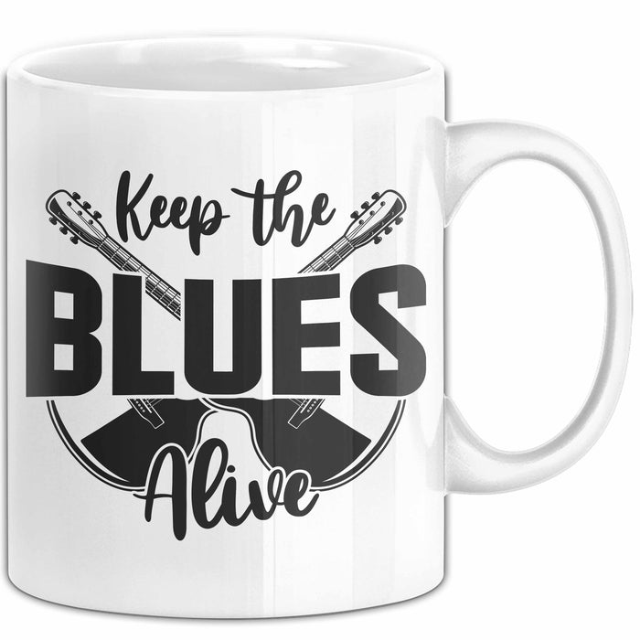 Jazz Tasse Geschenk Keep The Blues Alive Musik Becher Weiß Trendation