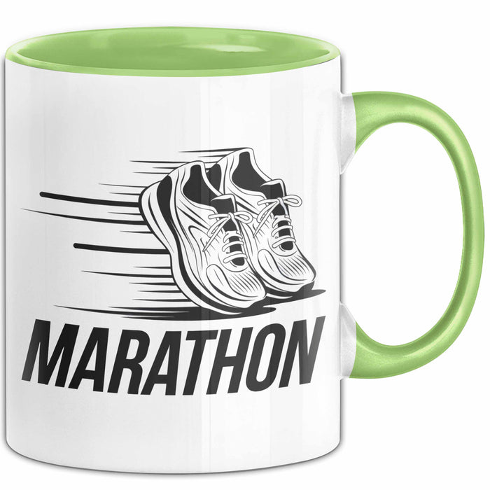 Marathonläufer Tasse Geschenkidee für Laufexperten Grün Trendation