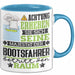 Bootsfahrer Geschenk Tasse Lustiger Spruch Erheben Sie Sich Der Bootsfahrer Betritt den Raum Blau Trendation