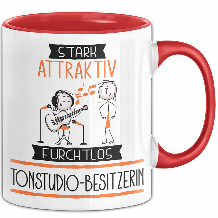 Tonstudio-Besitzerin Tasse Geschenk Becher Stark Attraktiv Furchtlos Tonstudio-Besitzerin Lustige Geschenkidee Rot Trendation