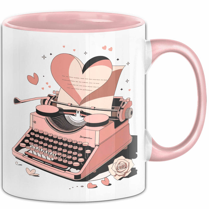 Liebesroman Autor Tasse Geschenkidee für Liebesgeschichte Rosa Trendation