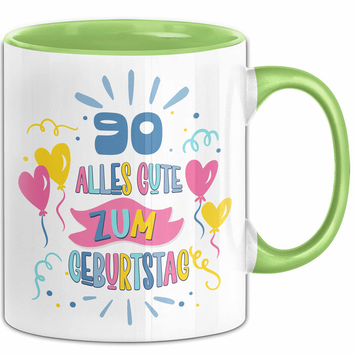 90. Geburtstag Tasse Geschenk Männer Frauen Lustig Alles Gute Zum Geburtstag 90er Geburtstags Grüße Geschenkidee Grün Trendation