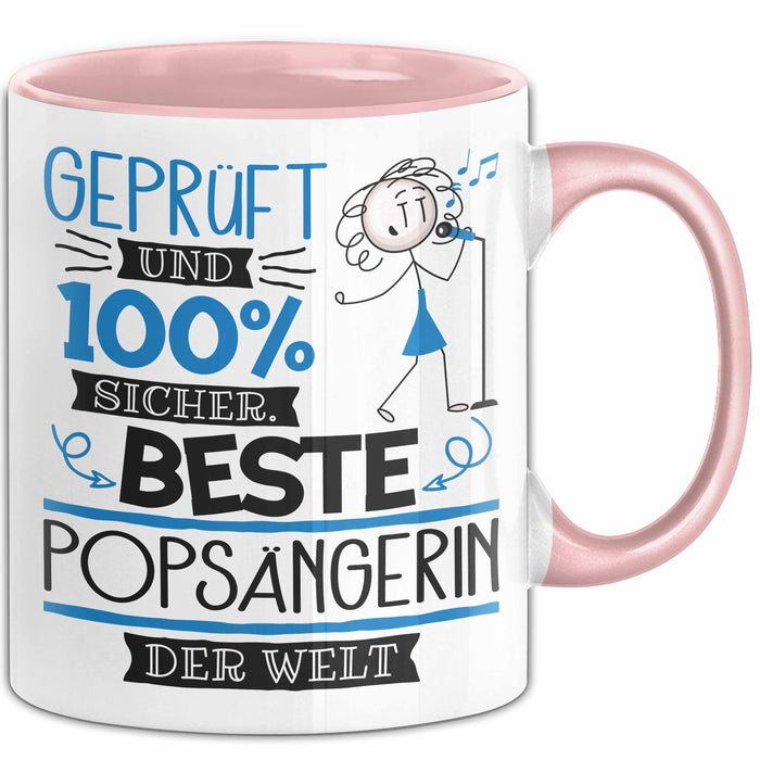 Beste Popsängerin Der Welt Tasse Geschenk für Eine Popsängerin Geprüft Und Sicher Geschenkidee Geburtstag Weihnachten Rosa Trendation