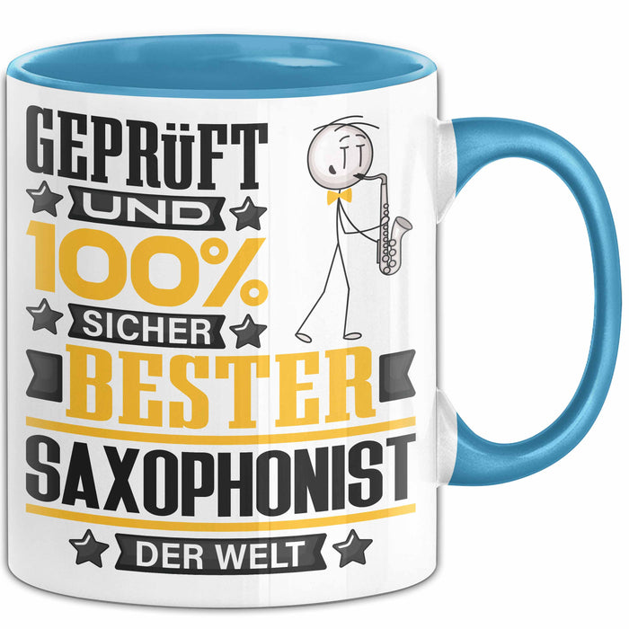 Saxophonist Geschenk Lustiger Spruch für Saxophonist Geschenkidee Bester Saxophonist Der Welt Blau Trendation