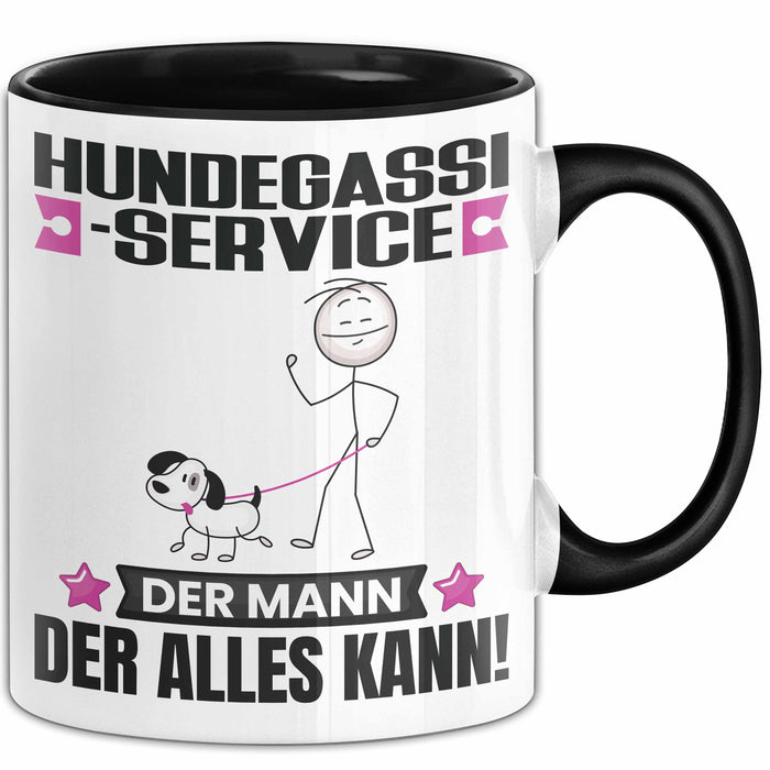 Hundegassi-Service Tasse Geschenk für Hundegassi-Service Der Mann Der Alles Kann Geschenkidee zum Geburtstag Schwarz Trendation