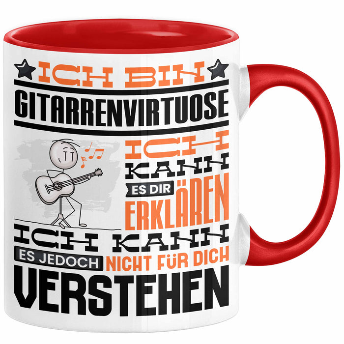 Gitarrenvirtuose Geschenk Tasse Geschenkidee für Gitarrenvirtuose Geburtstag Lustig Ich Bin Gitarrenvirtuose Ich Kann Es Dir Erklären Aber Nicht Für Dich Verstehen Rot Trendation
