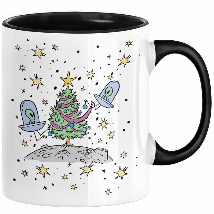Weihnachten Tasse Geschenk Alien Weihnachtsbaum Geschenkidee Alien-Fans Geschenke Jungs Männer Grafik Schwarz Trendation