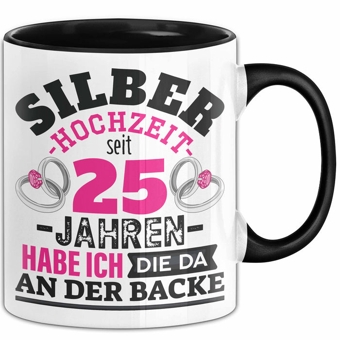 Silberhochzeit Tasse Geschenk Seit 25 Jahren Lustiger Spruch Humorvoll Schwarz Trendation