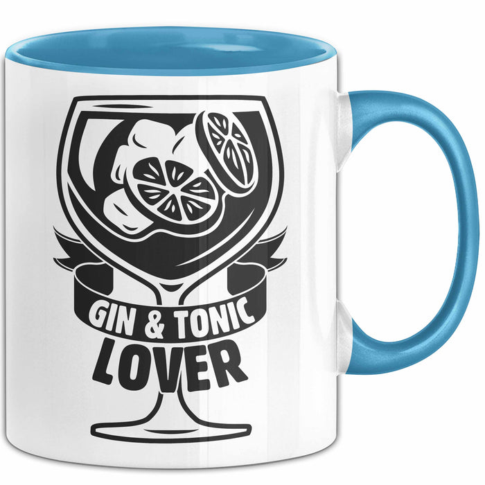 Gin Tonic Lover Tasse Geschenk Becher Blau Trendation