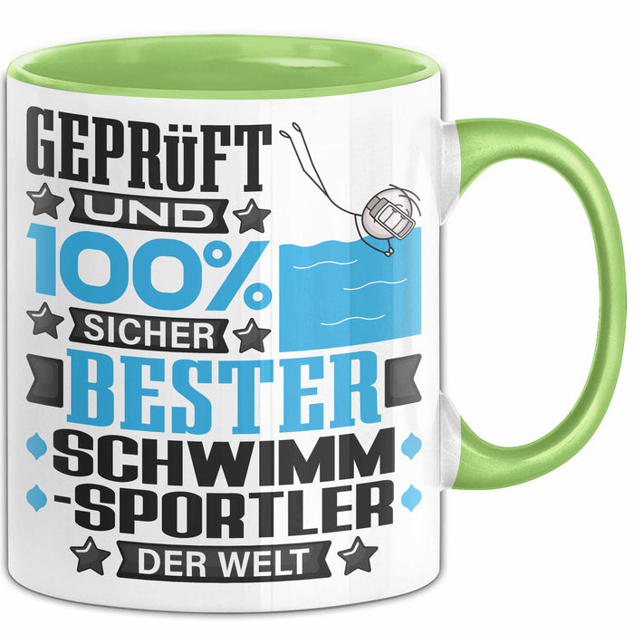 Schwimmsportler Geschenk Lustiger Spruch für Schwimmsportler Geschenkidee Bester Schwimmsportler Der Welt Grün Trendation