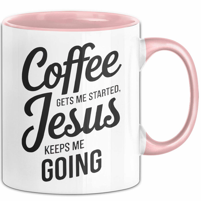 Jesus Christliche Geschenk Kaffee Jesus hält mich am Laufen Geschenkidee Lustig Rosa Trendation
