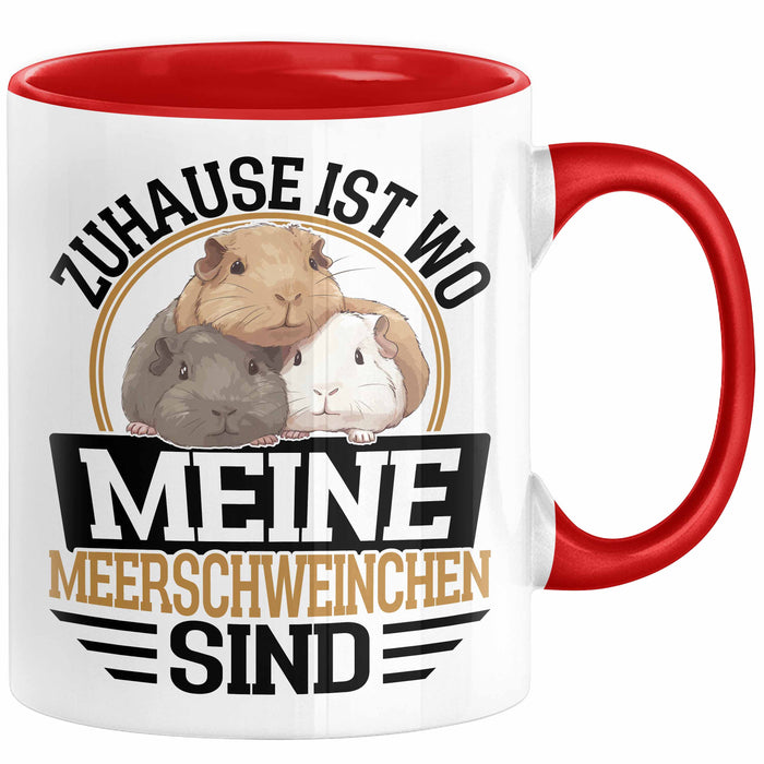 Meerschweinchen Geschenk Tasse Spruch Meerschweinchen-Besitzerin Geschenkidee Kaffee-Becher Rot Trendation