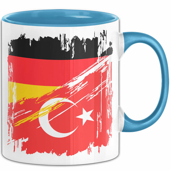 Türkei Deutschland Flagge Halb Deutscher Halb Türke Fußball Germany 2025 Europa Turkey Blau Trendation