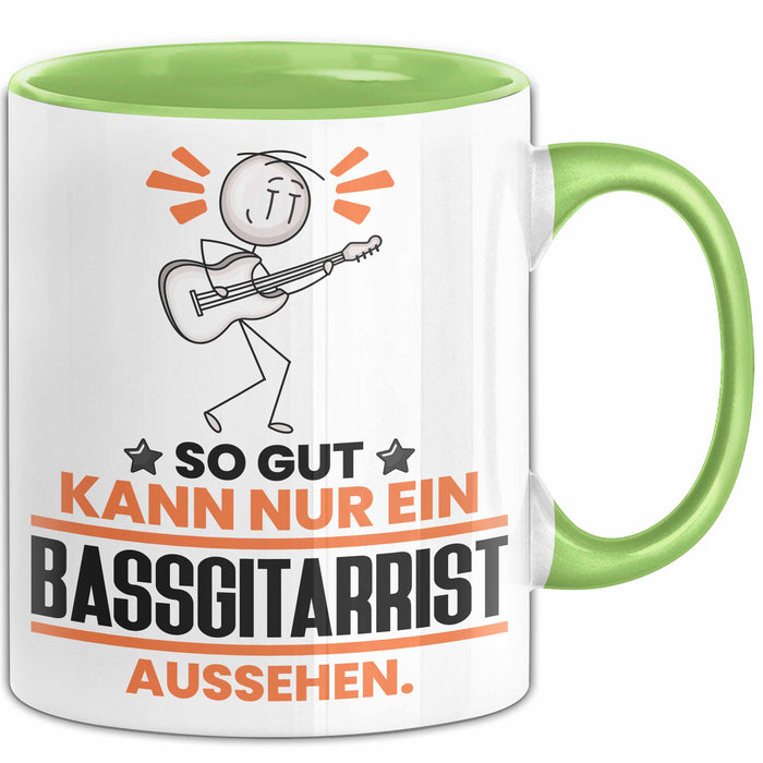 Bassgitarrist Geschenk Tasse So Gut Kann Nur Ein Bassgitarrist Aussehen Geschenkidee Kaffee-Becher Grün Trendation