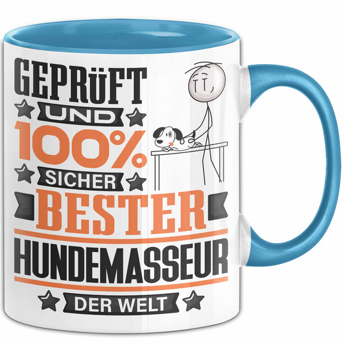 Hundemasseur Geschenk Lustiger Spruch für Hundemasseur Geschenkidee Bester Hundemasseur Der Welt Blau Trendation