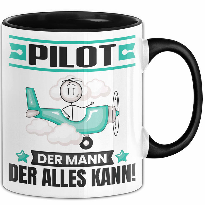 Pilot Tasse Geschenk für Pilot Der Mann Der Alles Kann Geschenkidee zum Geburtstag Schwarz Trendation