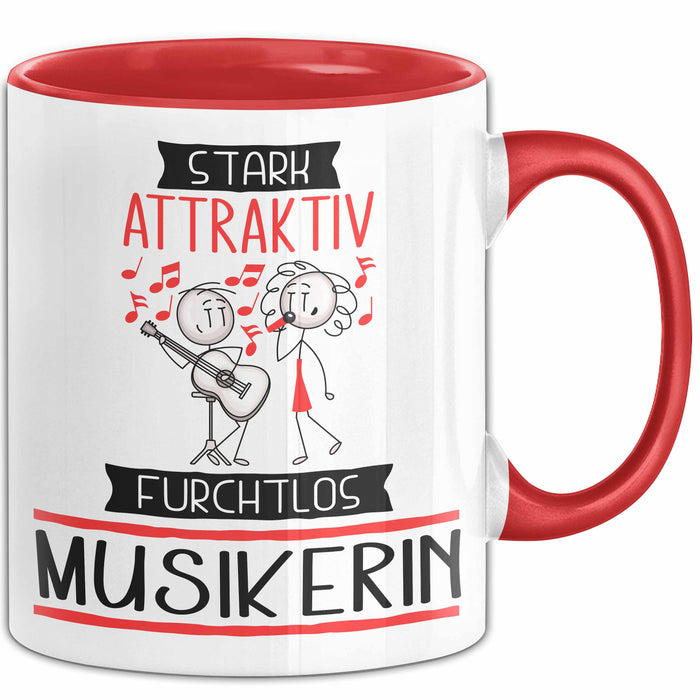 Musikerin Tasse Geschenk Becher Stark Attraktiv Furchtlos Musikerin Lustige Geschenkidee Rot Trendation