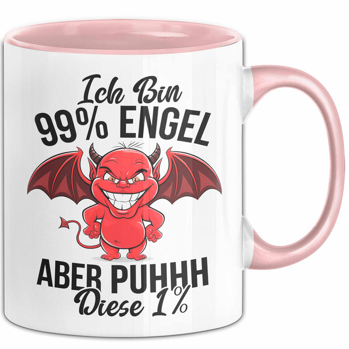 Engel Teufel Tasse Geschenk Lustige Geschenkidee Spruch Ich Bin 99% Engel Rosa Trendation