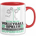 Volleyballspieler Geschenk Tasse Ich Bin Volleyballspieler Aber Sag Doch Einfach Superheld Lustige Geschenkdiee für Volleyballspieler Kaffee-Becher Rot Trendation