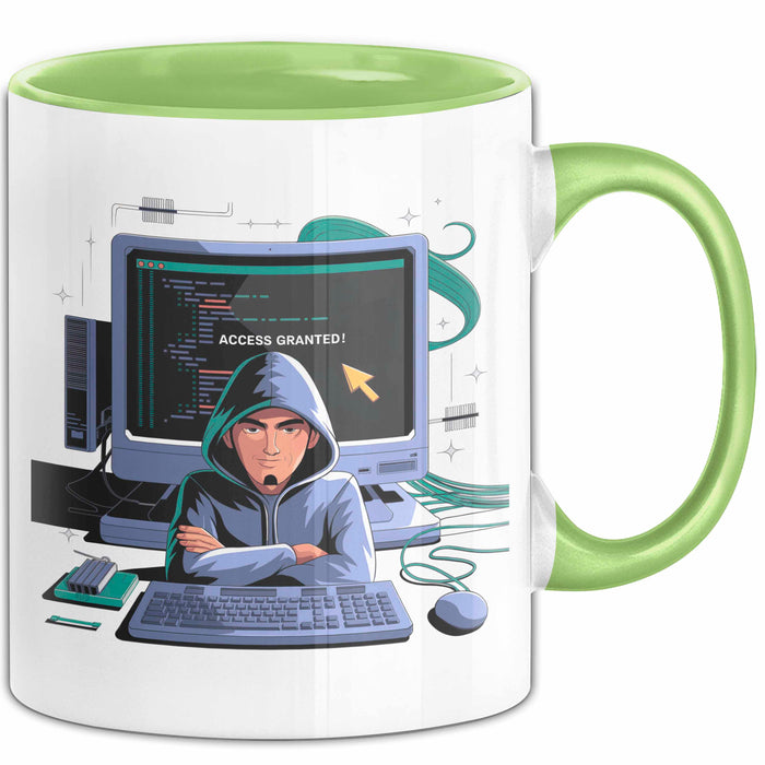 Ethical Hacker Tasse Geschenk Lustige Geschenkidee Spruch Für White Hat Codierer Grün Trendation