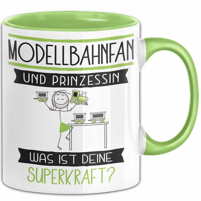 Modellbahnfan Und Prinzessin Tasse Geschenk Für Eine Modellbahnfan Geburtstag Was Ist Deine Superkraft Grün Trendation