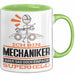 Mechaniker Geschenk Tasse Ich Bin Mechaniker Aber Sag Doch Einfach Superheld Lustige Geschenkdiee für Mechaniker Kaffee-Becher Grün Trendation