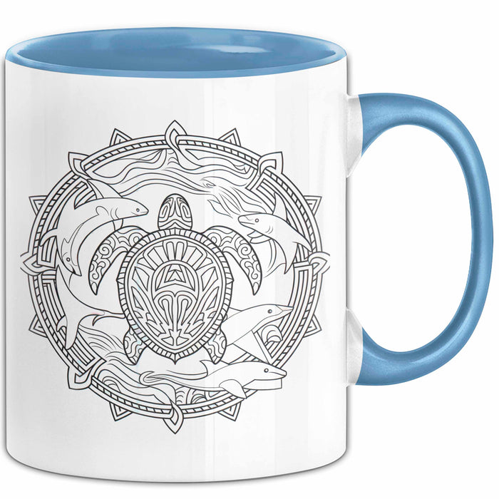 Schildkröte Tierliebhaber Tasse Geschenk Lustige Geschenkidee Spruch Schildkröte Orca Delfin Blau Trendation