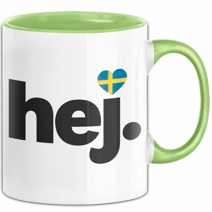 Schweden Skandinavien Schwedisch Tasse Geschenk Lustige Geschenkidee Spruch Hej Grün Trendation