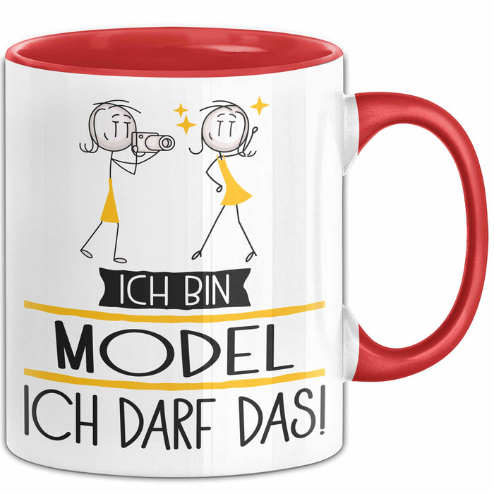 Geschenk für Model Tasse Lustige Geschenkidee Geburtstag Ich Bin Model Ich Darf Das Rot Trendation