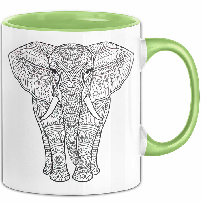 Elefant Mandala Tasse Geschenk Lustige Geschenkidee Spruch Grün Trendation