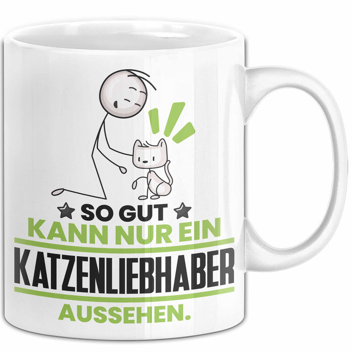 Katzenliebhaber Geschenk Tasse So Gut Kann Nur Ein Katzenliebhaber Aussehen Geschenkidee Kaffee-Becher Weiß Trendation