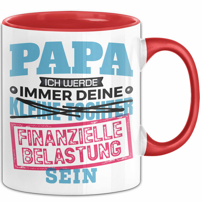 Witzige Tasse Geschenk Papa Tochter Finanzielle Belastung Spruch Rot Trendation