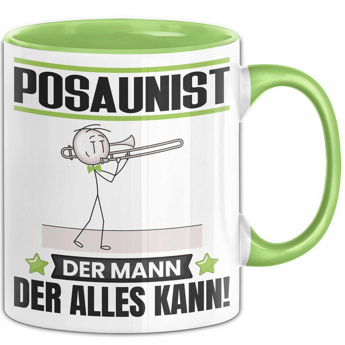 Posaunist Tasse Geschenk für Posaunist Der Mann Der Alles Kann Geschenkidee zum Geburtstag Grün Trendation