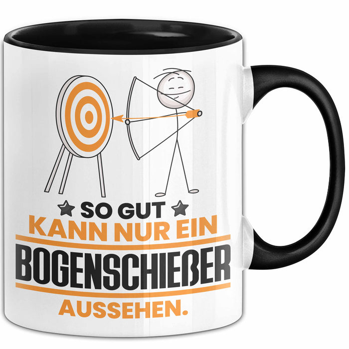 Bogenschießer Geschenk Tasse So Gut Kann Nur Ein Bogenschießer Aussehen Geschenkidee Kaffee-Becher Schwarz Trendation