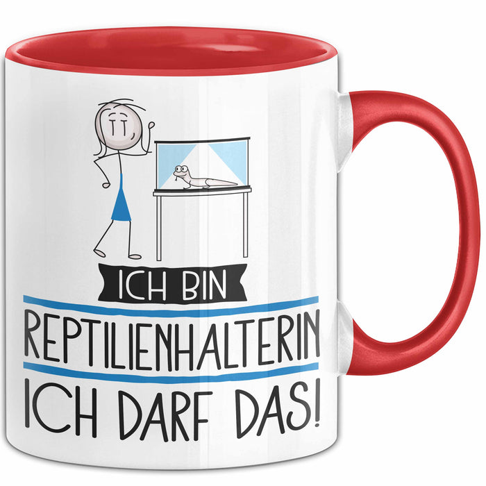 Geschenk für Reptilienhalterin Tasse Lustige Geschenkidee Geburtstag Ich Bin Reptilienhalterin Ich Darf Das Rot Trendation