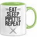 Biologe Tasse Geschenk Essen Schlafen Pipettieren Grün Trendation
