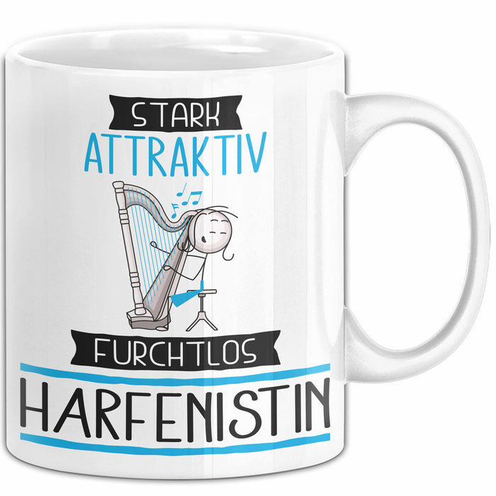 Harfenistin Tasse Geschenk Becher Stark Attraktiv Furchtlos Harfenistin Lustige Geschenkidee Weiß Trendation