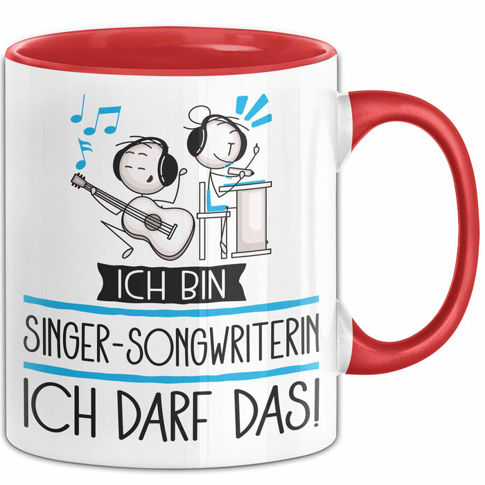 Geschenk für Singer-Songwriterin Tasse Lustige Geschenkidee Geburtstag Ich Bin Singer-Songwriterin Ich Darf Das Rot Trendation