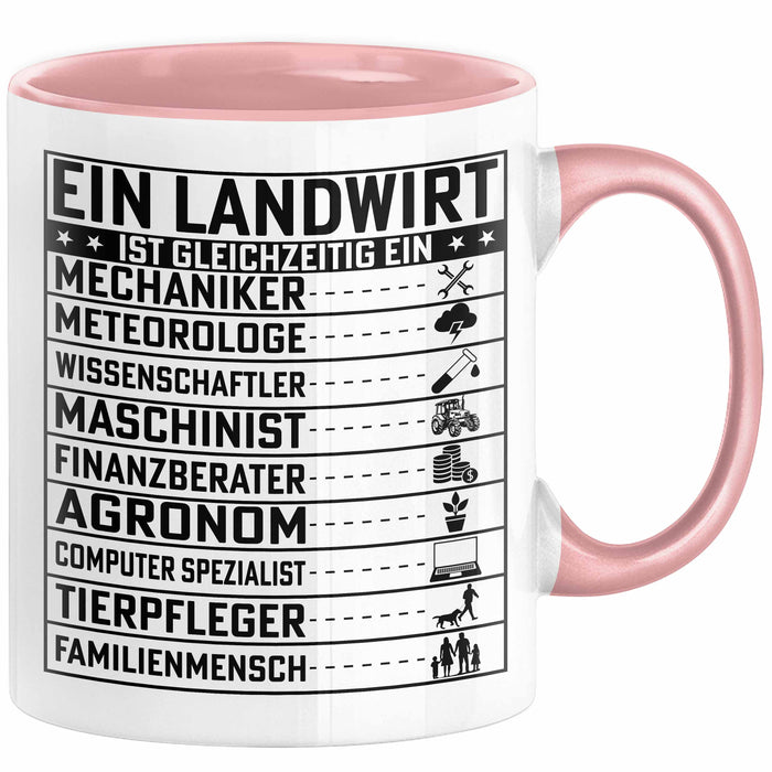 Landwirt Geschenk Tasse Lustiger Spruch Geschenkidee Ein Landwirt Ist Gleichzeitig Ein Rosa Trendation