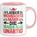 Weihnachten Tasse Geschenk Lieber Weihnachtsmann Die Waren Alle Unartig Geschenkidee Xmas Kaffee-Becher Rosa Trendation