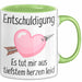 Entschuldigung Tasse Es Tut Mir Aus Tiefstem Herzen Leid Geschenkidee Sorry Becher Grün Trendation
