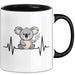 Koala Tierliebhaber Tasse Geschenk Lustige Geschenkidee Spruch Koala Herzschlag Schwarz Trendation