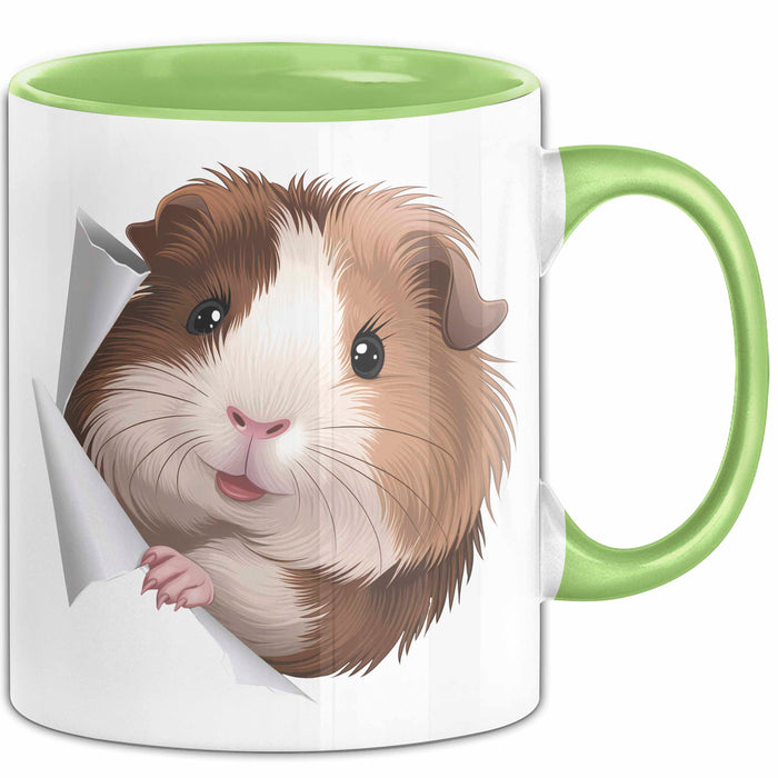 Meerschweinchen Tier Tasse Geschenk Lustige Geschenkidee Grün Trendation
